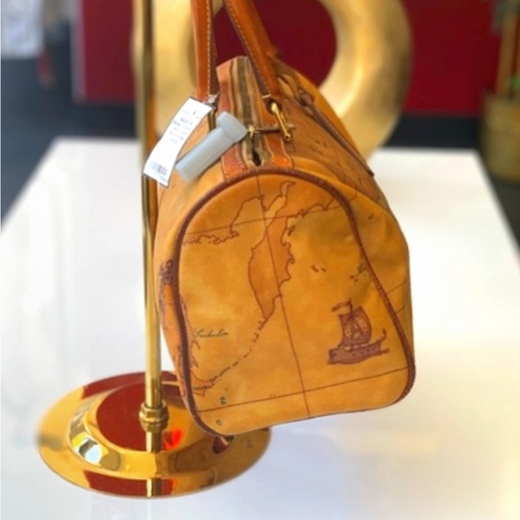 Alviero Martini Mini Leather Brown Map Handbag - Picture 2 of 5